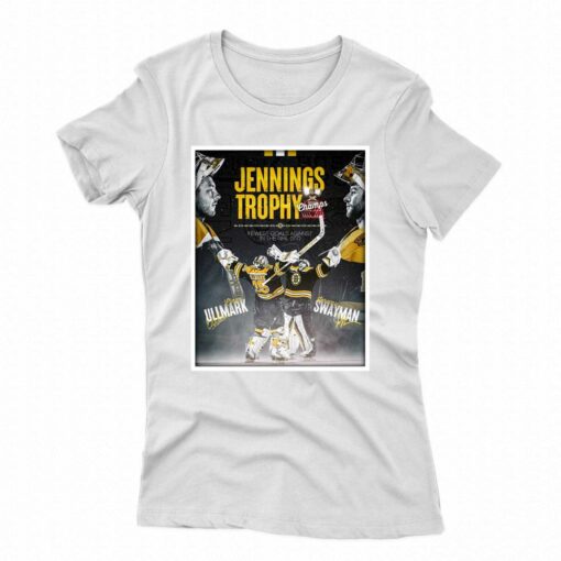 Linus Ullmark And Jeremy Swayman Boston Hockey Jennings Trophy Champs Shirt