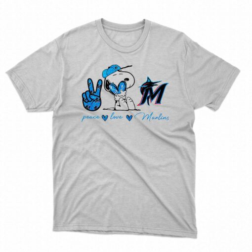 Miami Marlins Peace Love Marlins Snoopy Shirt