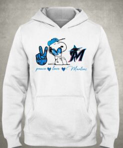 Miami Marlins Peace Love Marlins Snoopy Shirt 3