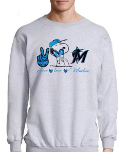 Miami Marlins Peace Love Marlins Snoopy Shirt 4