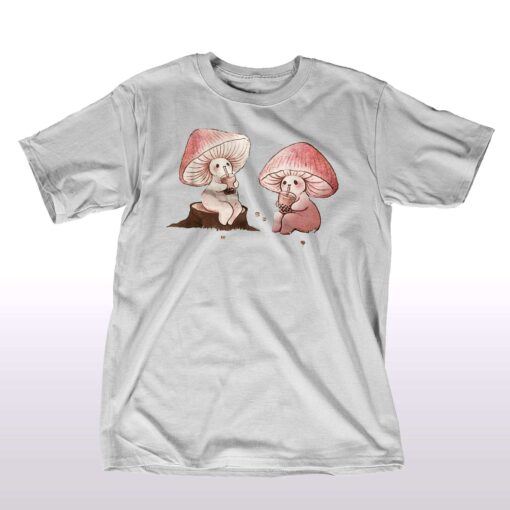 Mushrooms Baby Drinking Milk Tea T-shirt