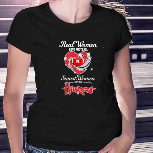 Nebraska Cornhuskers Real Women Love Football Smart Women Love The Huskers Diamond Love Shirt