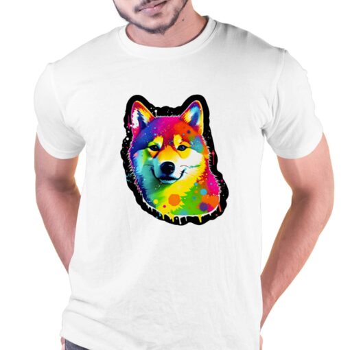 Neon Shiba Shimmer Une Aquarelle Vibrante Sticker T-shirt