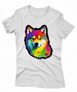 Neon Shiba Shimmer Une Aquarelle Vibrante Sticker T-shirt