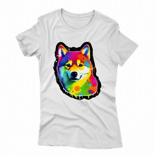 Neon Shiba Shimmer Une Aquarelle Vibrante Sticker T-shirt