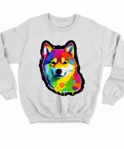 Neon Shiba Shimmer Une Aquarelle Vibrante Sticker T shirt 4