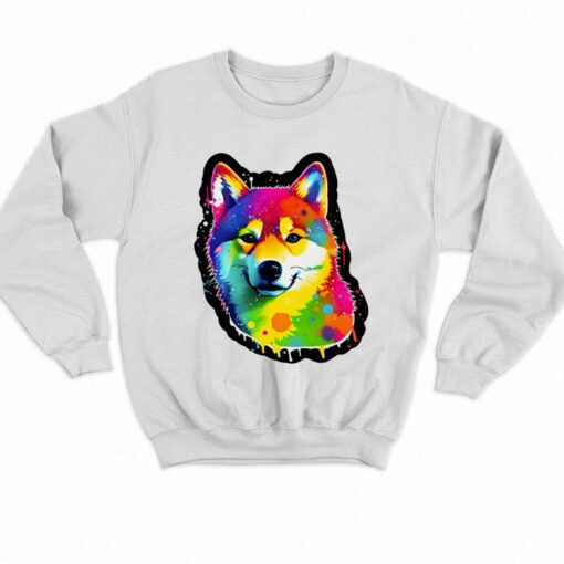 Neon Shiba Shimmer Une Aquarelle Vibrante Sticker T-shirt