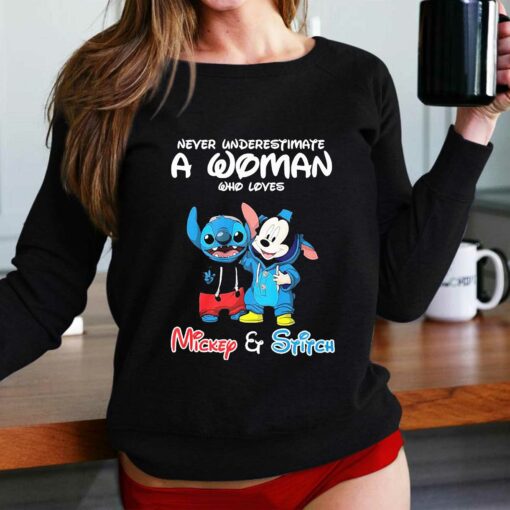 Never Underestimate A Woman Who Loves Mickey And Stitch Shirt