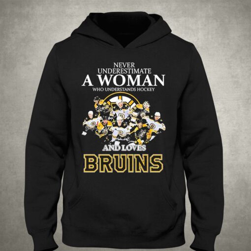 Never Underestimate A Woman Who Understand Hockey And Loves Boston Bruins 2023 Signatures Shirt