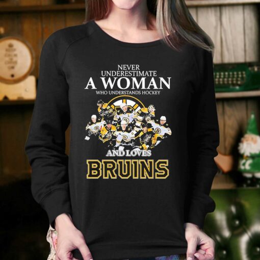 Never Underestimate A Woman Who Understand Hockey And Loves Boston Bruins 2023 Signatures Shirt