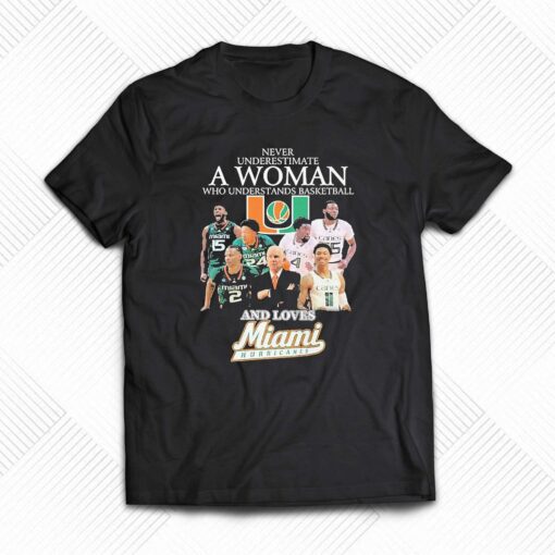 Never Underestimate A Woman Who Understands Basketball Teams And Loves Miami Hurricanes Shirt