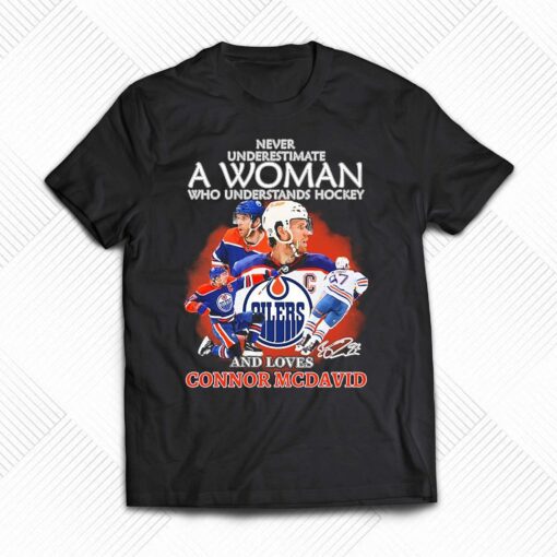 Never Underestimate A Woman Who Understands Hockey And Loves Connor Mcdavid Signature Shirt