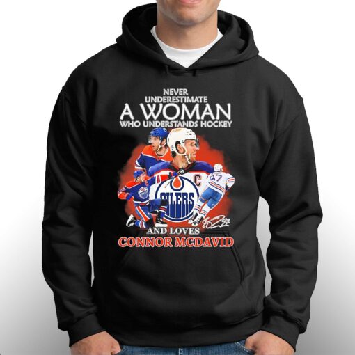 Never Underestimate A Woman Who Understands Hockey And Loves Connor Mcdavid Signature Shirt