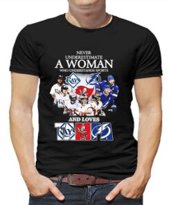 Never Underestimate A Woman Who Understands Sports Tampa Bay Buccaneers And Tampa Bay Lightning Shirt Never Underestimate A Woman Who Understands Sports Tampa Bay Buccaneers And Tampa Bay Lightning Shirt