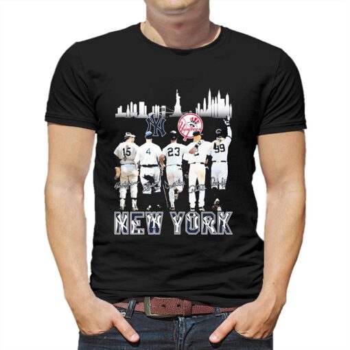 New York Yankees Skyline Players Signatures Shirt