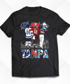 Nikita Kucherov Tom Brady And Randy Arozarena Tampa Skyline Sport Signatures Shirt