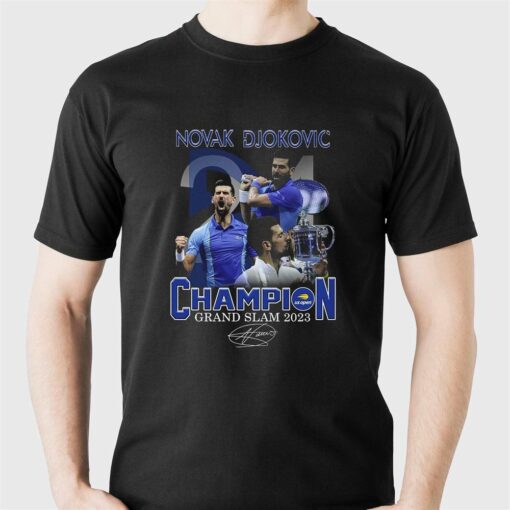 Novak Djokovic Champion Grand Slam 2023 Signature T-shirt