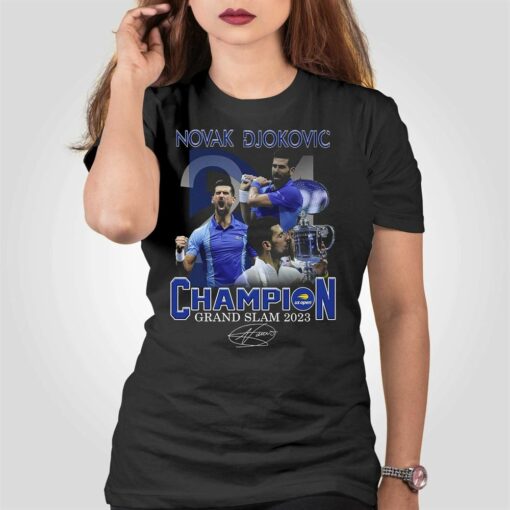 Novak Djokovic Champion Grand Slam 2023 Signature T-shirt