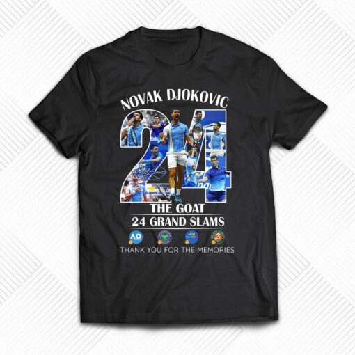 Novak Djokovic The Goat 24 Grand Slams Thank You For The Memories T-shirt