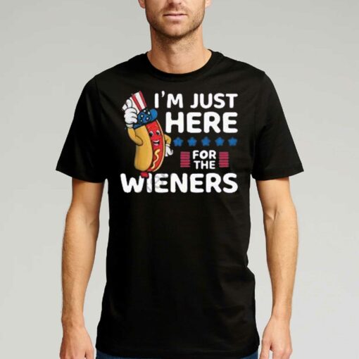 Official Hot Dog Im Just Here For The Wieners 4th Of July Shirt