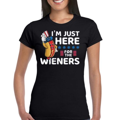 Official Hot Dog Im Just Here For The Wieners 4th Of July Shirt