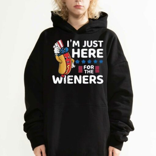 Official Hot Dog Im Just Here For The Wieners 4th Of July Shirt