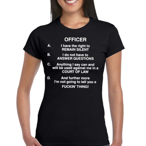 Official Lil Uzi Vert Wearing Officer I Have The Right To Remain Silent I Do Not Have To Answer Questions Shirt