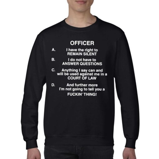 Official Lil Uzi Vert Wearing Officer I Have The Right To Remain Silent I Do Not Have To Answer Questions Shirt