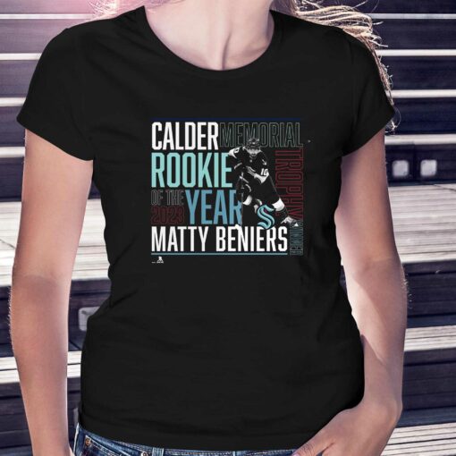 Official Matty Beniers Seattle Kraken 2023 Calder Trophy Winner T-shirt