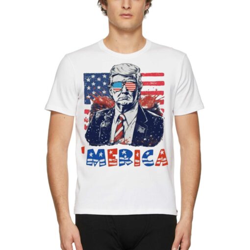 Official Merica Trump 4th Of July Usa Flag Shirt