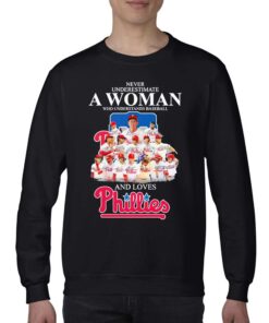 Official Never Underestimate A Woman Who Underestimate Baseball And Loves Phillies Signatures Team Shirt 3 Official Never Underestimate A Woman Who Underestimate Baseball And Loves Phillies Signatures Team Shirt 4