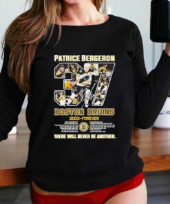 Official Patrice Bergeron 37 Boston Bruins 2003 Forever There Will Never Be Another Signature Shirt