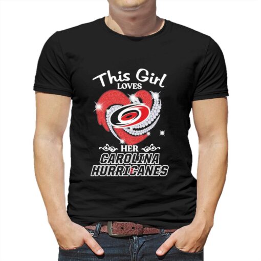 Official This Girl Love Her Carolina Hurricanes Diamond Heart Shirt