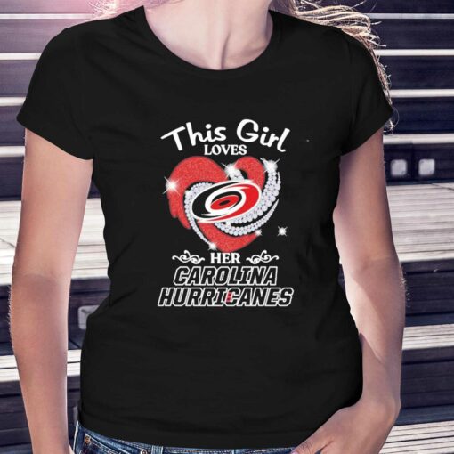 Official This Girl Love Her Carolina Hurricanes Diamond Heart Shirt