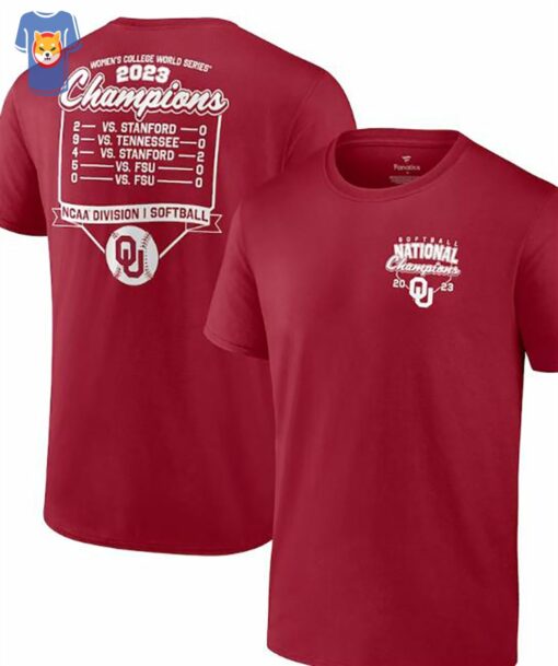 Oklahoma Sooners 2023 Ncaa Softball Women’s College World Series Champions Schedule T-shirt