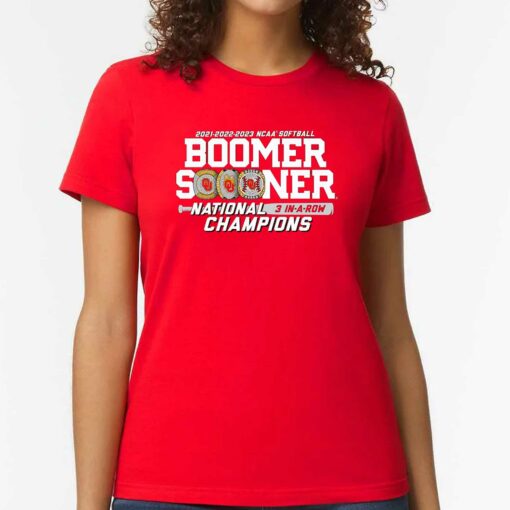 Oklahoma Sooners Three-peat Ncaa Softball Women’s College World Series Champions T-shirt