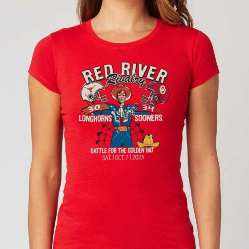 Oklahoma Sooners Vs Texas Longhorns 2023 Red River Rivalry Score T-shirt