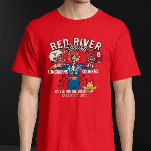 Oklahoma Sooners Vs Texas Longhorns 2023 Red River Rivalry Score T-shirt