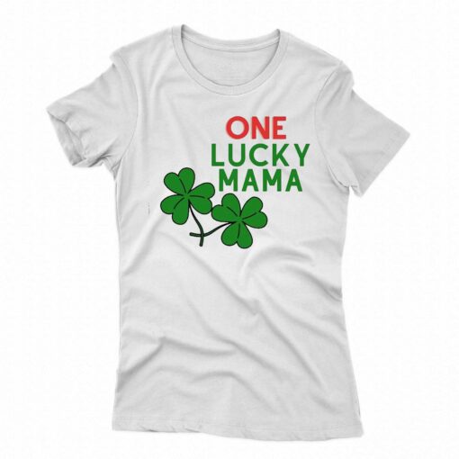 One Lucky Mama St Patricks Day Shirt Women Funny Shamrock Clover Graphic Short Sleeve Mama Shirt