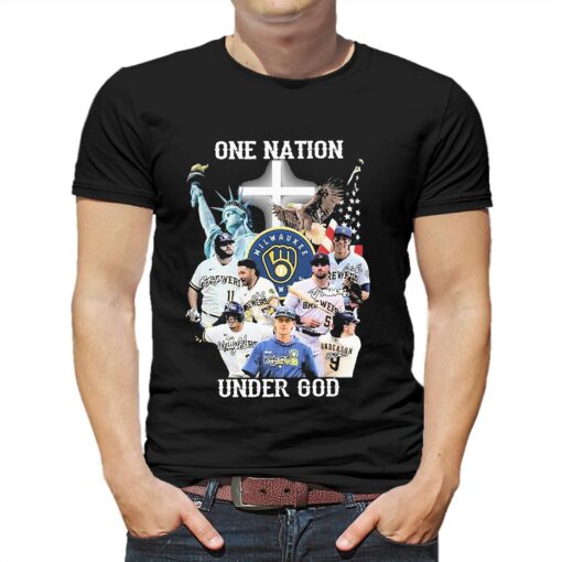 One Nation Under God Milwaukee Brewers 2023 Signatures Shirt