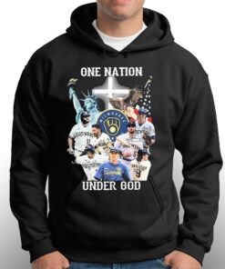One Nation Under God Milwaukee Brewers 2023 Signatures Shirt 3