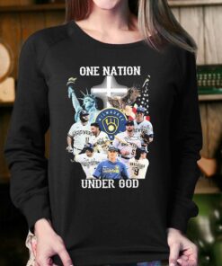 One Nation Under God Milwaukee Brewers 2023 Signatures Shirt 4