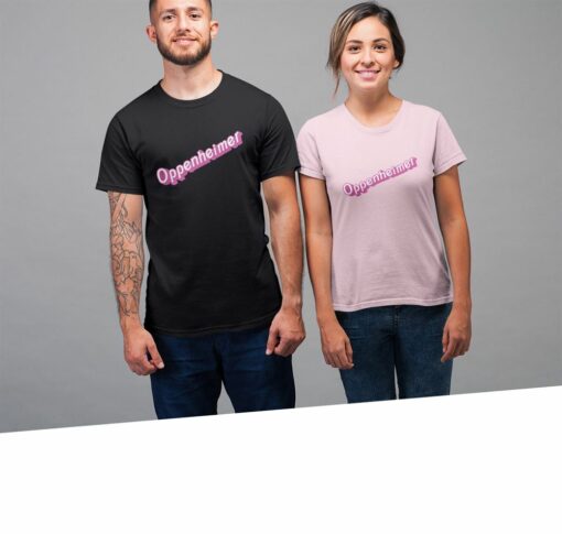 Oppenheimer In Pink Barbie Font Unisex Jersey Short Sleeve Tee