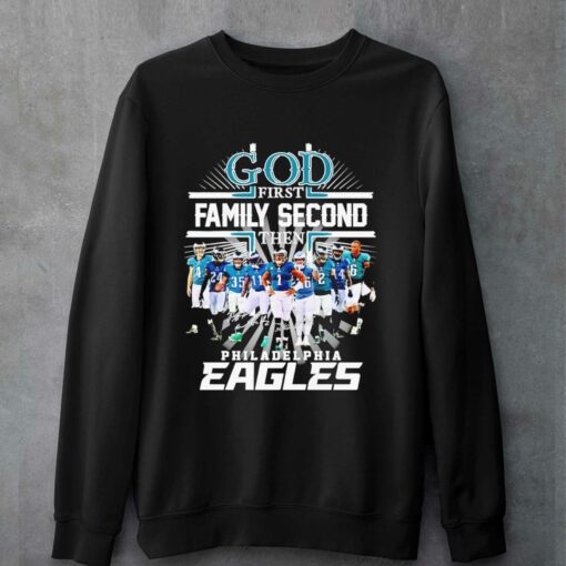 Original God First Family Second Then Philadelphia Eagles Super Bowl Signatures Shirt