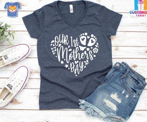 Our 1st Mother’s Day T-shirt Mommy And Baby Shirt Heart