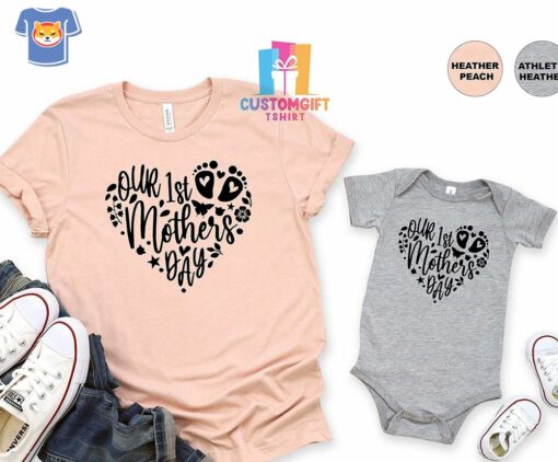 Our 1st Mother’s Day T-shirt Mommy And Baby Shirt Heart