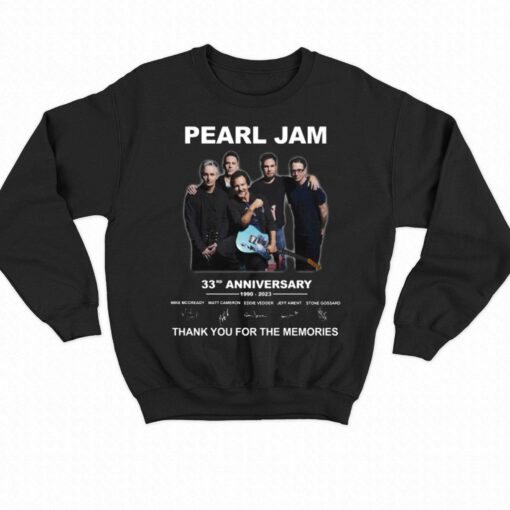 Pearl Jam 33th Anniversary 1990 – 2023 Thank You For The Memories T-shirt