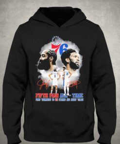Philadelphia 76ers James Harden And Joel Embiid Fifth Pair All time Signatures Shirt 3