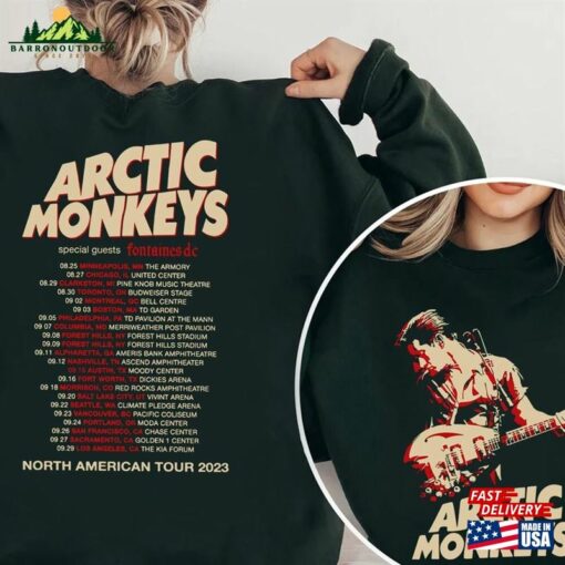 Arctic Monkey 23 North America Tour Dates Shirt Music Lyrics Artic T-Shirt Unisex