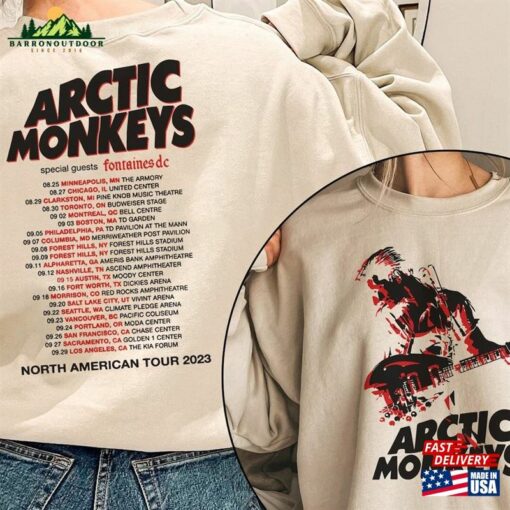 Arctic Monkey 23 North America Tour Dates Shirt Music Lyrics Artic T-Shirt Unisex